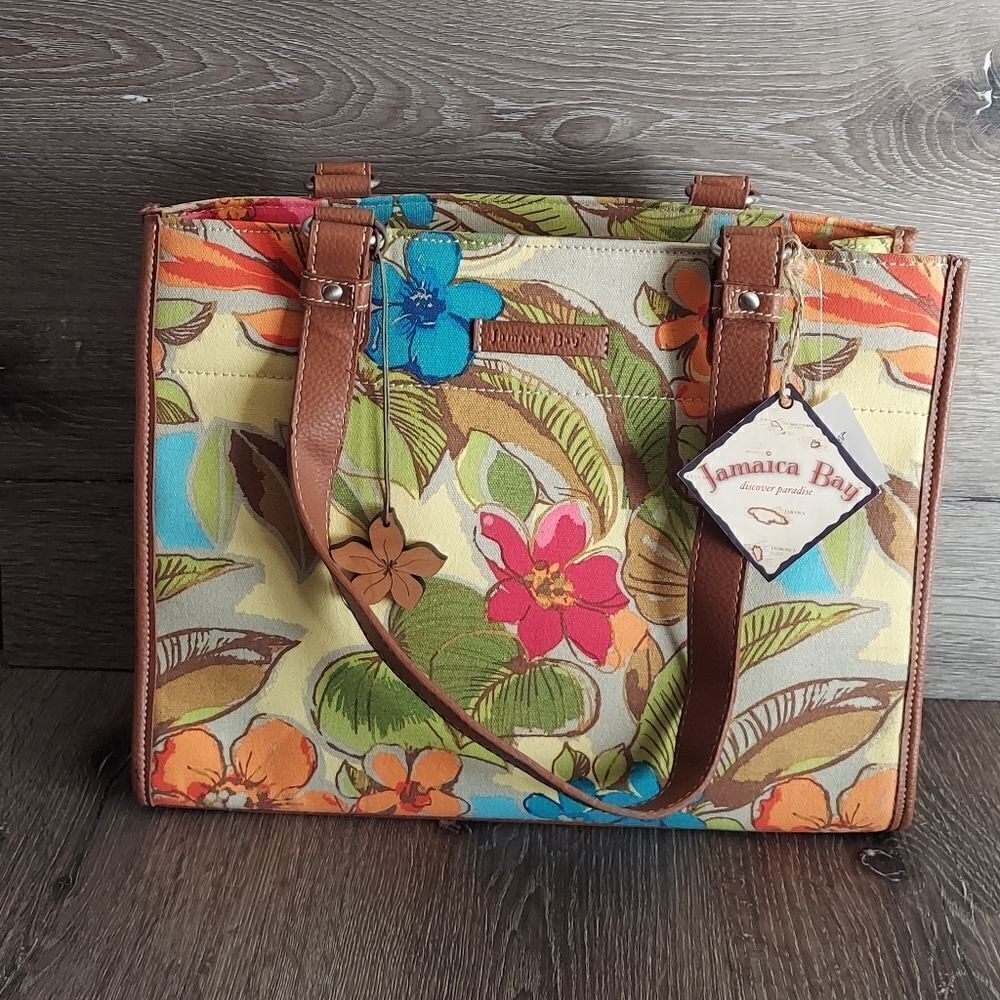 Jamaica Bay Floral Tropical Print Multicolor Purse
